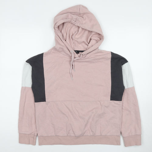 New Look Womens Pink Colourblock Cotton Pullover Hoodie Size S Pullover