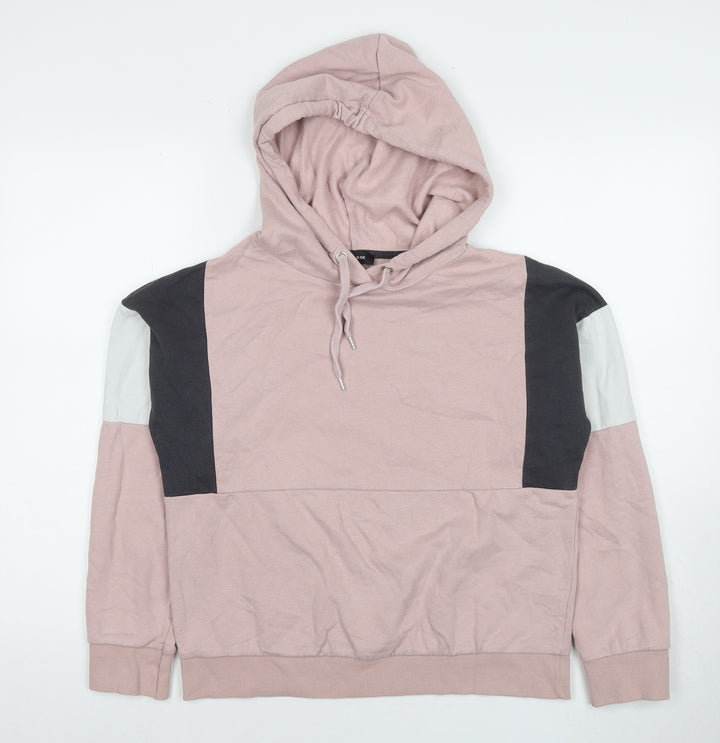 New Look Womens Pink Colourblock Cotton Pullover Hoodie Size S Pullover