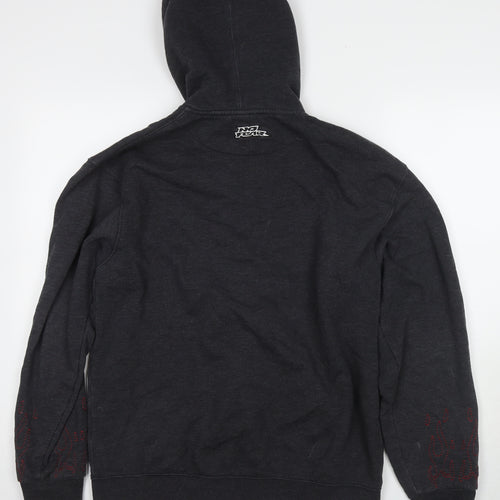 No Fear Mens Grey Polyester Full Zip Hoodie Size XL - Logo Skull