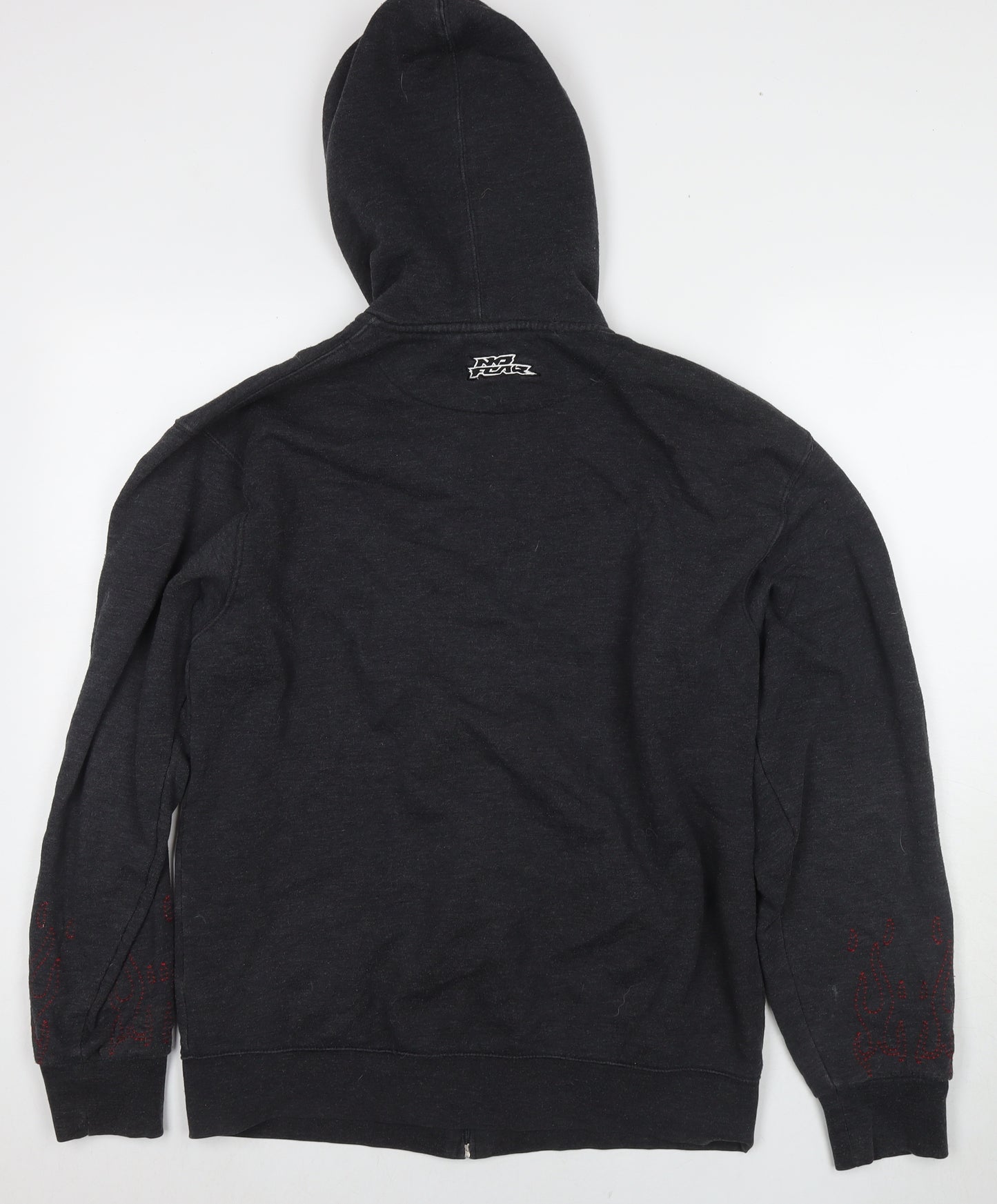 No Fear Mens Grey Polyester Full Zip Hoodie Size XL - Logo Skull