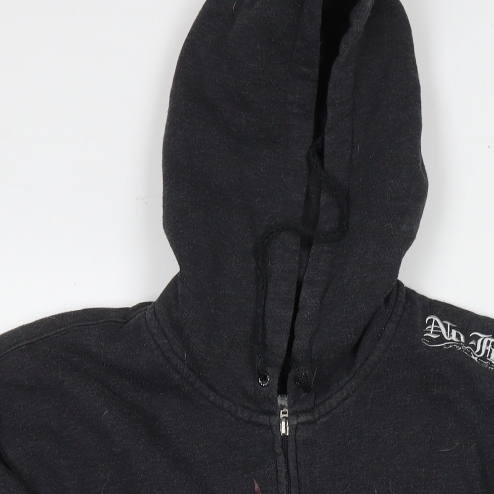 No Fear Mens Grey Polyester Full Zip Hoodie Size XL - Logo Skull