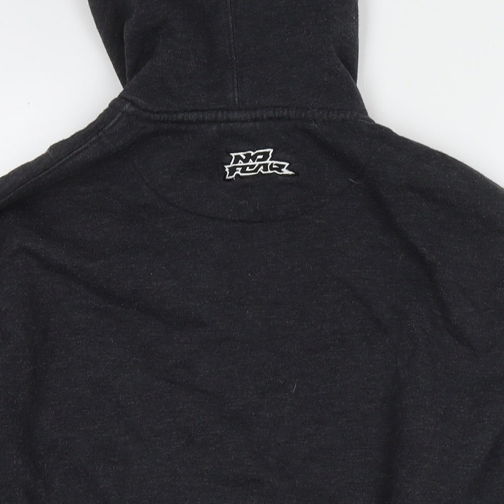 No Fear Mens Grey Polyester Full Zip Hoodie Size XL - Logo Skull