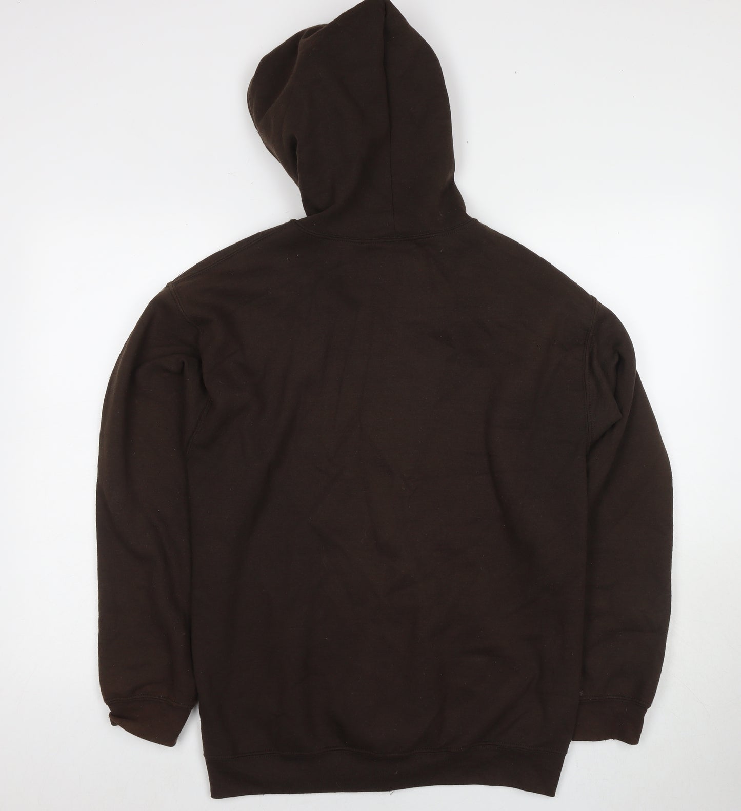 PRETTYLITTLETHING Mens Brown Cotton Full Zip Hoodie Size S