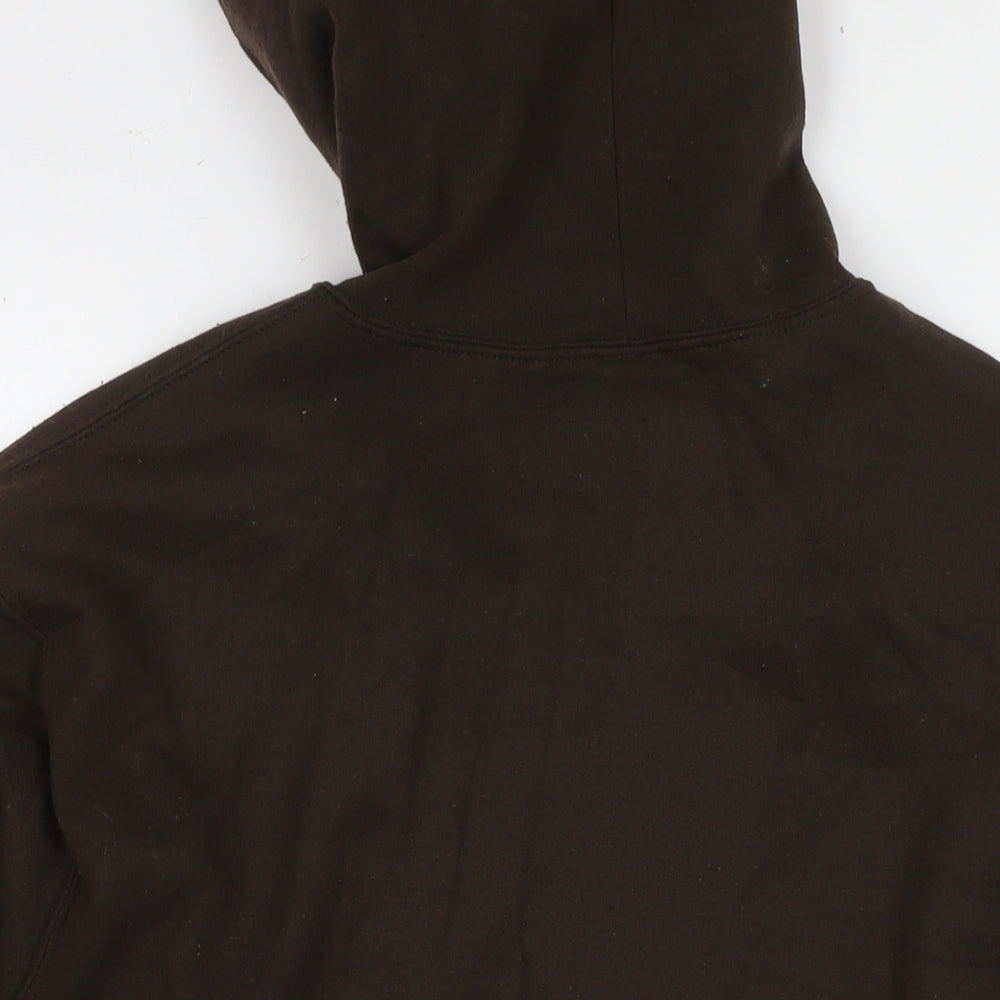 PRETTYLITTLETHING Mens Brown Cotton Full Zip Hoodie Size S