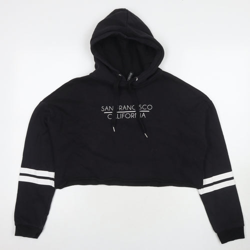Divided by H&M Womens Black Cotton Pullover Hoodie Size M Pullover - San Francisco California Cropped
