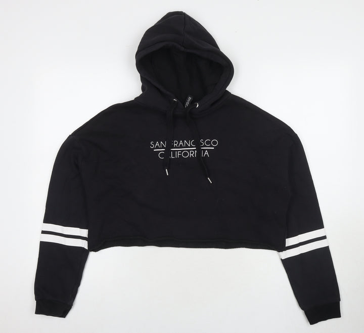 Divided by H&M Womens Black Cotton Pullover Hoodie Size M Pullover - San Francisco California Cropped