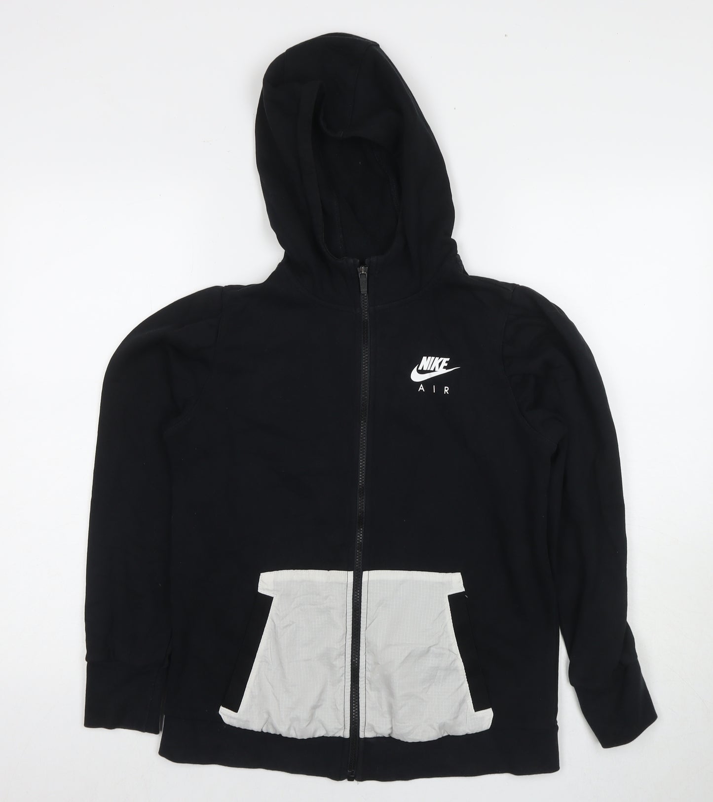 Nike Boys Black Cotton Full Zip Hoodie Size 13-14 Years Zip - Age 13-15Years Logo