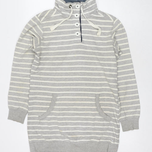 NEXT Womens Grey Striped Cotton Pullover Sweatshirt Size 10 Pullover - Tunic