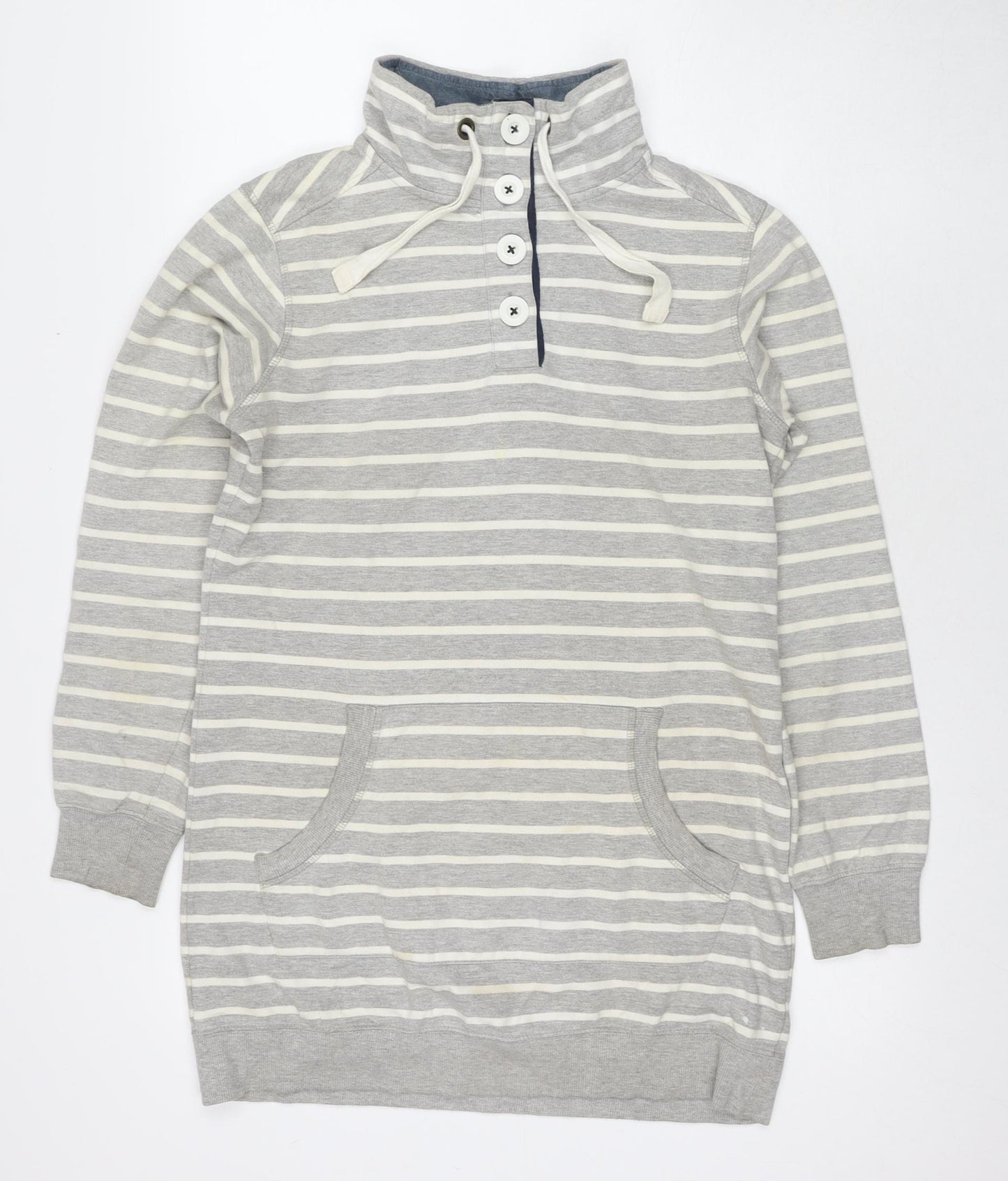 NEXT Womens Grey Striped Cotton Pullover Sweatshirt Size 10 Pullover - Tunic