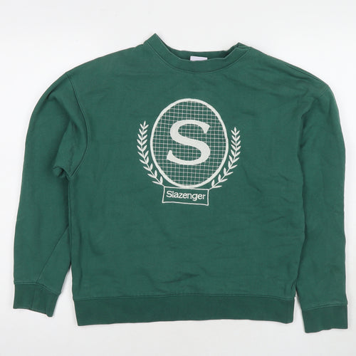 Slazenger Womens Green Cotton Pullover Sweatshirt Size 8 Pullover - Logo