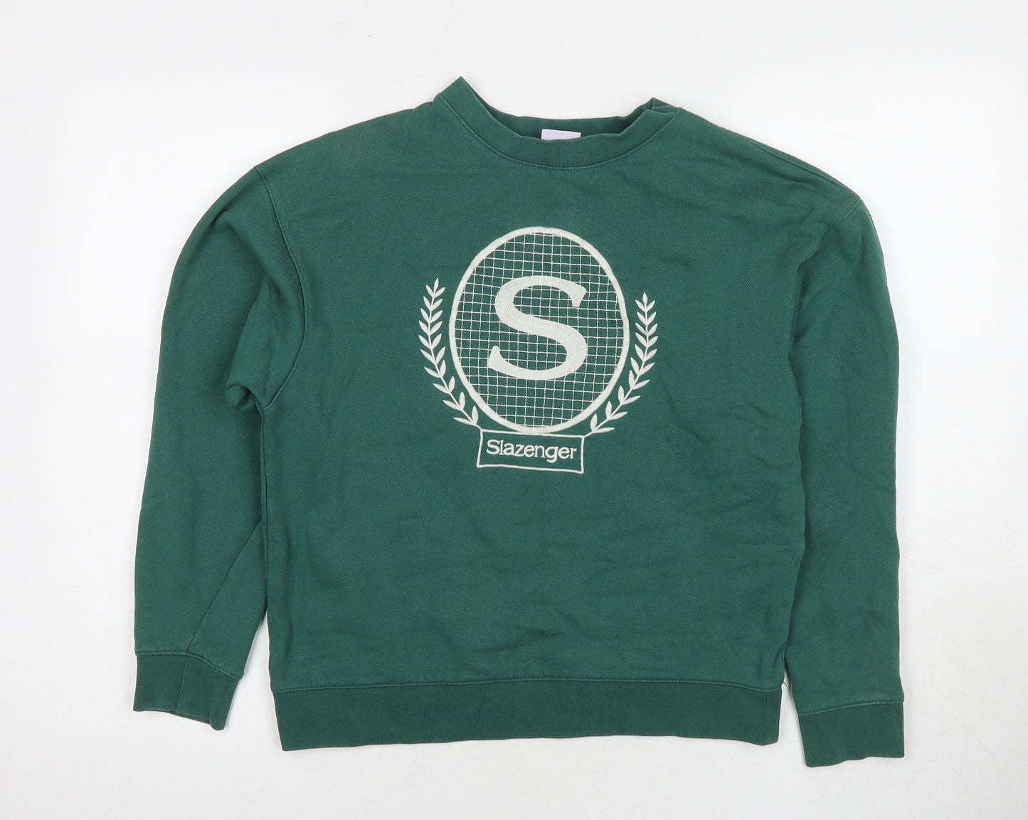 Slazenger Womens Green Cotton Pullover Sweatshirt Size 8 Pullover - Logo