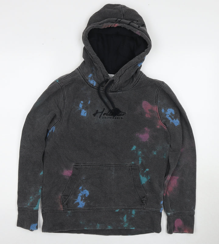 Hollister Mens Grey Cotton Pullover Hoodie Size XS - Size 2XS Tie-dye detail