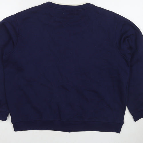Snenanigans Womens Blue Cotton Full Zip Sweatshirt Size L Snap - Embraided Pumpkins