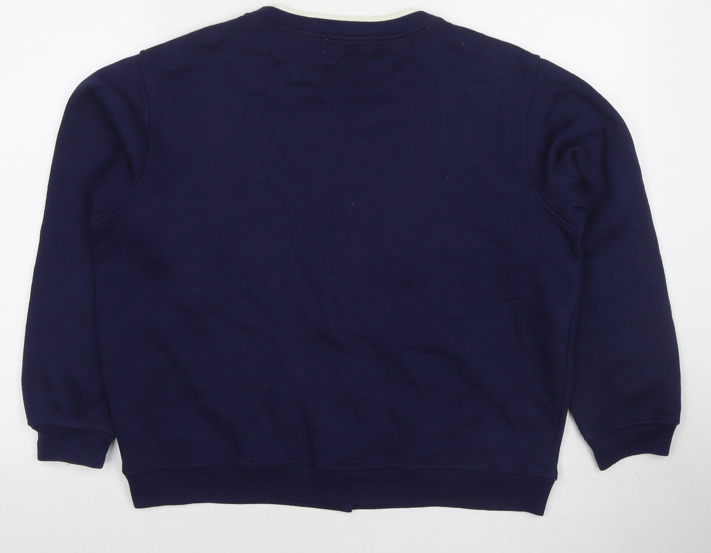Snenanigans Womens Blue Cotton Full Zip Sweatshirt Size L Snap - Embraided Pumpkins