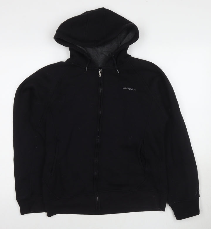 LA Gear Womens Black Cotton Full Zip Hoodie Size 14 Zip