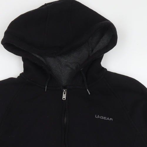 LA Gear Womens Black Cotton Full Zip Hoodie Size 14 Zip