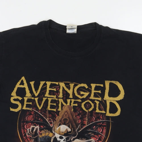 Hall To The King Mens Black Cotton T-Shirt Size M Round Neck - Skeleton King
