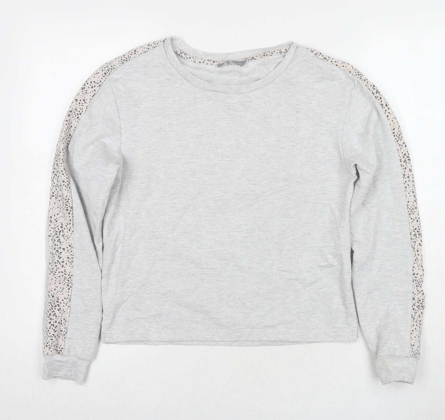 New Look Womens Grey Animal Print Polyester Pullover Sweatshirt Size 8 Pullover - Leopard Print