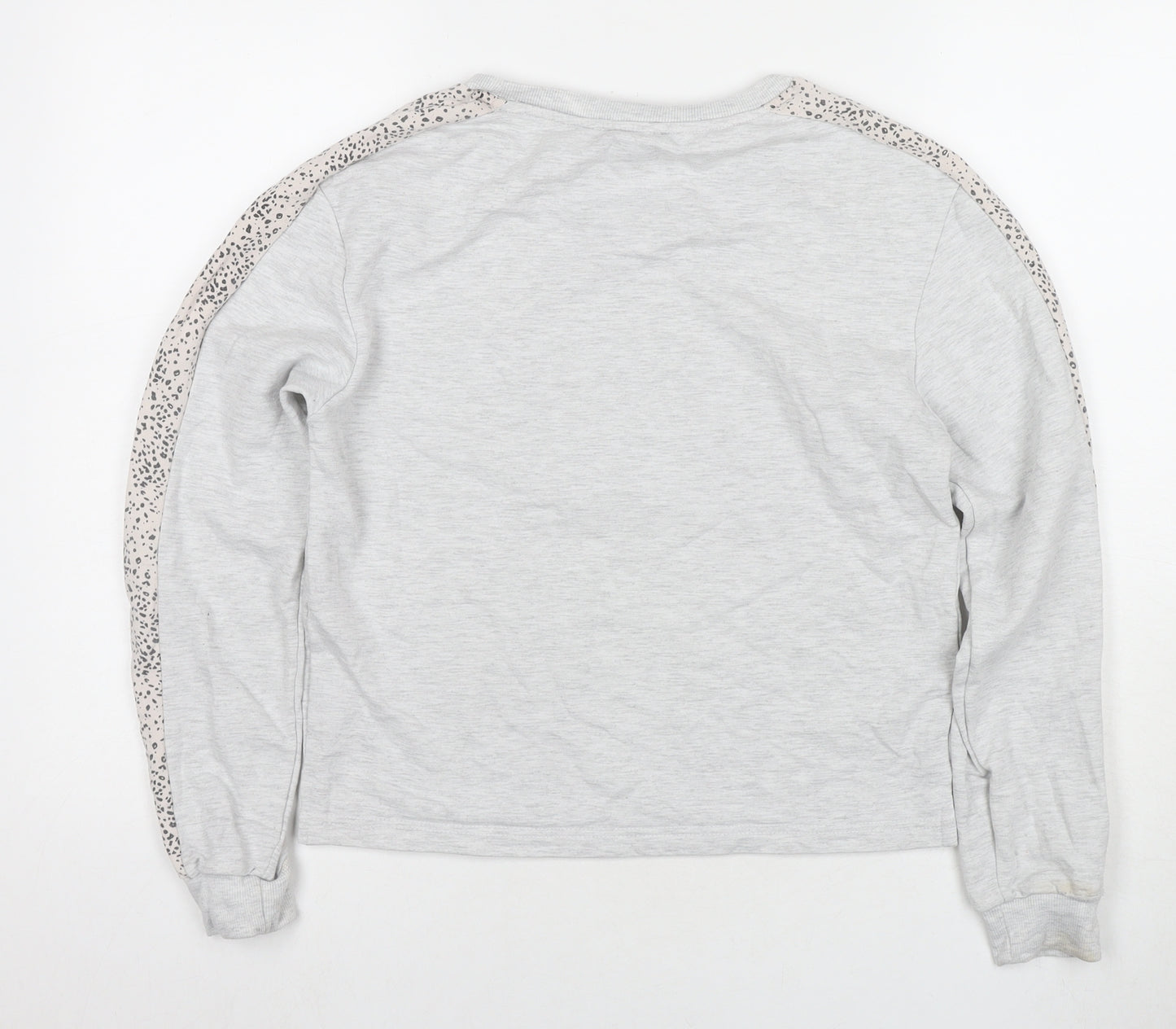 New Look Womens Grey Animal Print Polyester Pullover Sweatshirt Size 8 Pullover - Leopard Print