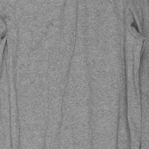 NEXT Womens Grey Cotton Jumper Dress Size 14 Round Neck Pullover
