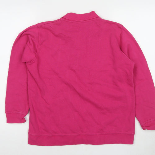 EWM Womens Pink Cotton Pullover Sweatshirt Size 14 Pullover - Embraided Flowers
