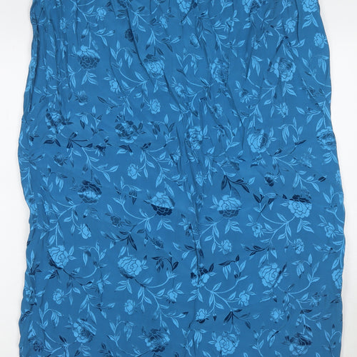 Ann Harvey Womens Blue Floral Acetate Maxi Skirt Size 22 Zip
