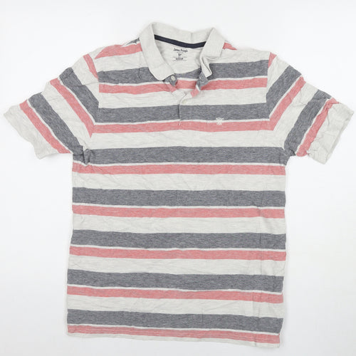 EWM Mens Multicoloured Striped Cotton Polo Size M Collared Pullover