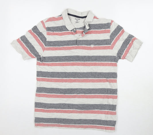 EWM Mens Multicoloured Striped Cotton Polo Size M Collared Pullover