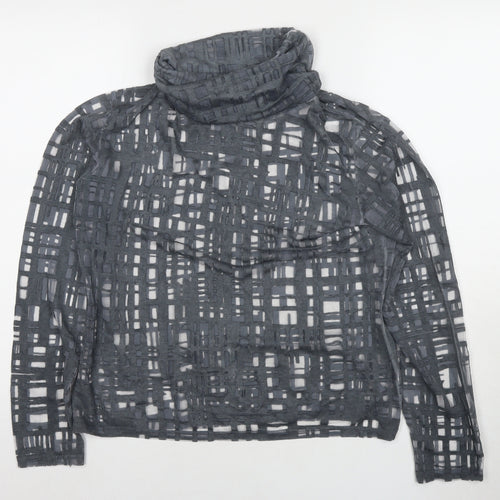 NU Denmark Womens Grey Geometric Polyester Basic Blouse Size L Roll Neck