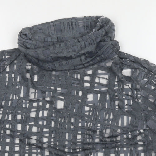 NU Denmark Womens Grey Geometric Polyester Basic Blouse Size L Roll Neck
