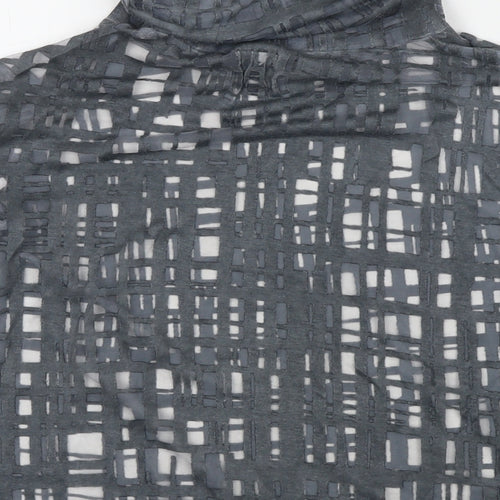 NU Denmark Womens Grey Geometric Polyester Basic Blouse Size L Roll Neck