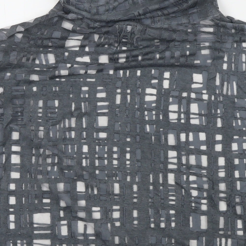 NU Denmark Womens Grey Geometric Polyester Basic Blouse Size L Roll Neck