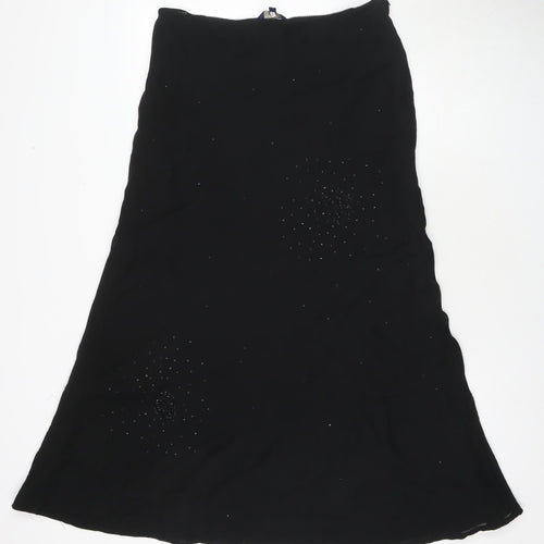 Sienna Womens Black Polyester Maxi Skirt Size L Zip - Embellishment Detail