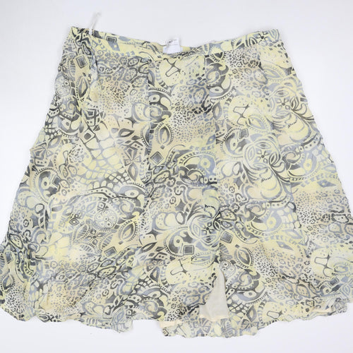 Cavida Womens Yellow Geometric Viscose Maxi Skirt Size 28 Zip