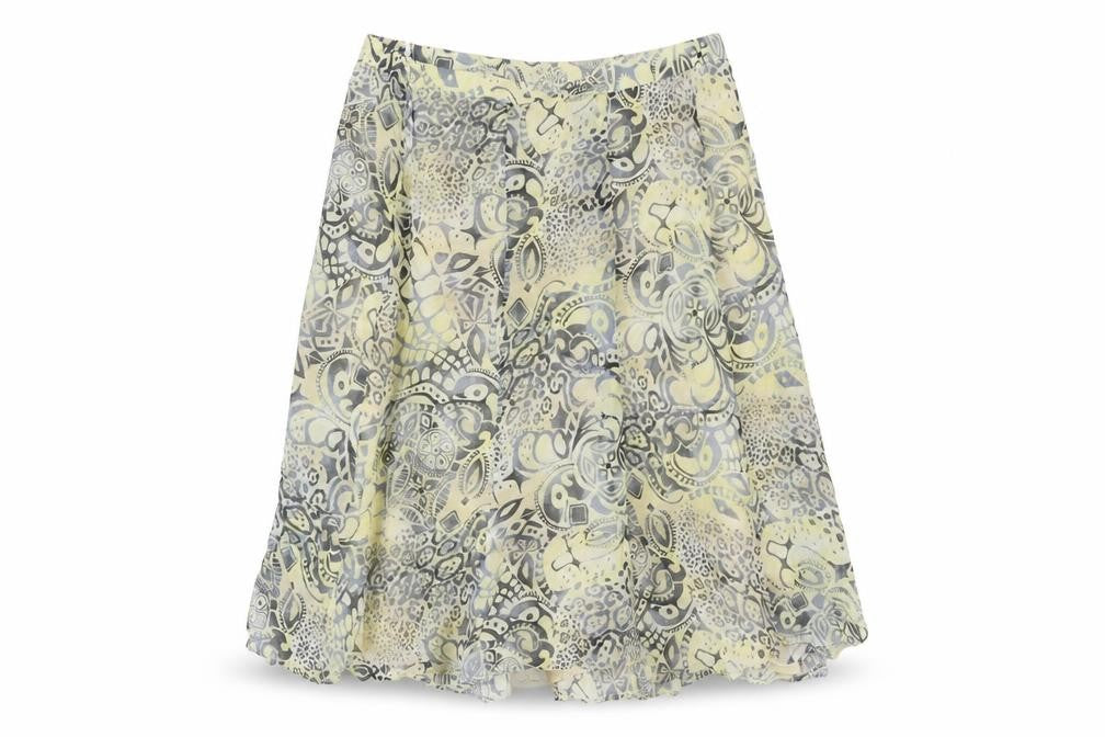 Cavida Womens Yellow Geometric Viscose Maxi Skirt Size 28 Zip