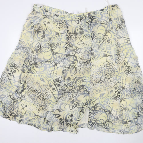 Cavida Womens Yellow Geometric Viscose Maxi Skirt Size 28 Zip