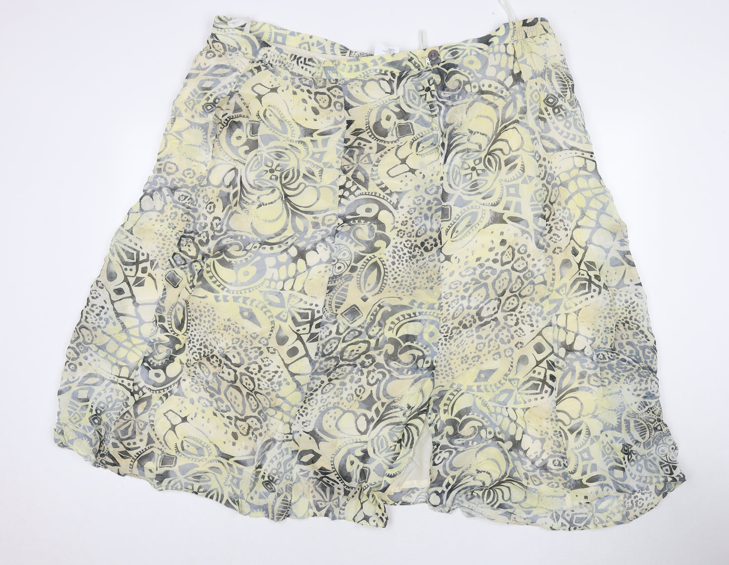 Cavida Womens Yellow Geometric Viscose Maxi Skirt Size 28 Zip