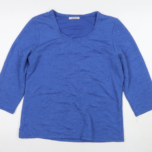Stock Shop Womens Blue Polyester Basic Blouse Size L Scoop Neck
