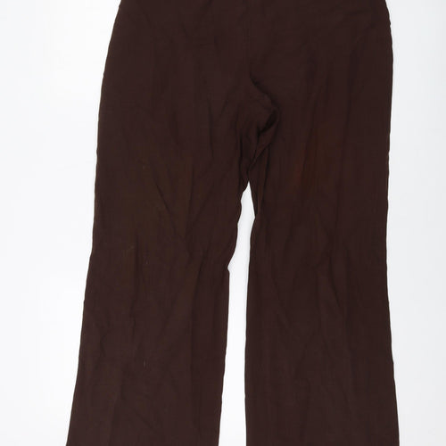 Marks and Spencer Womens Brown Lyocell Trousers Size 16 L27 in Regular Drawstring