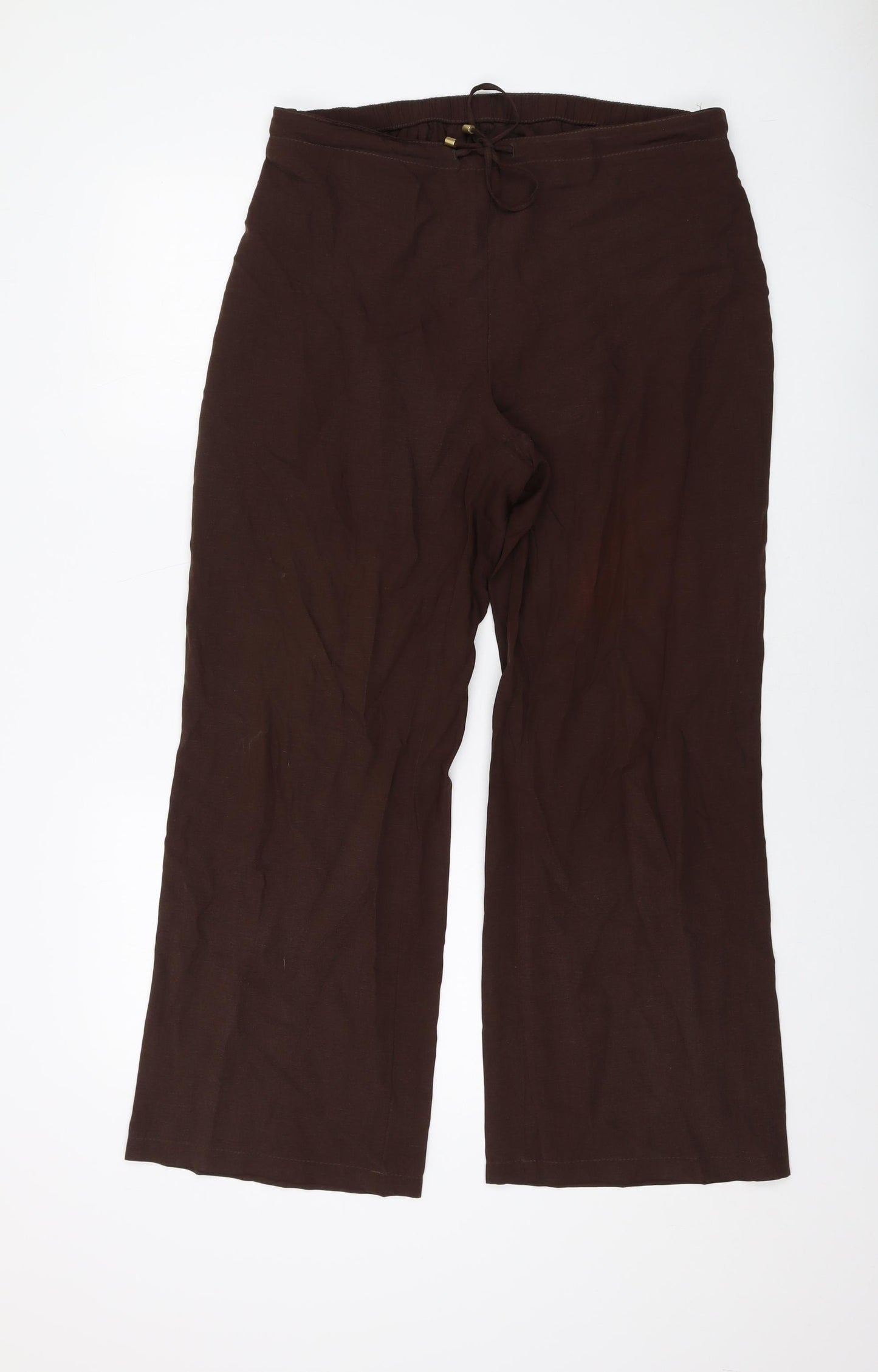 Marks and Spencer Womens Brown Lyocell Trousers Size 16 L27 in Regular Drawstring