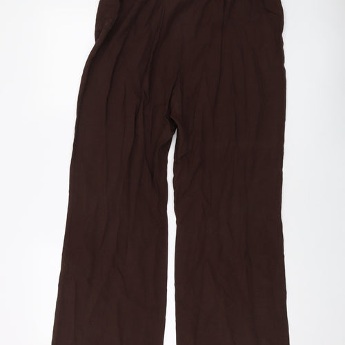 Marks and Spencer Womens Brown Lyocell Trousers Size 16 L27 in Regular Drawstring