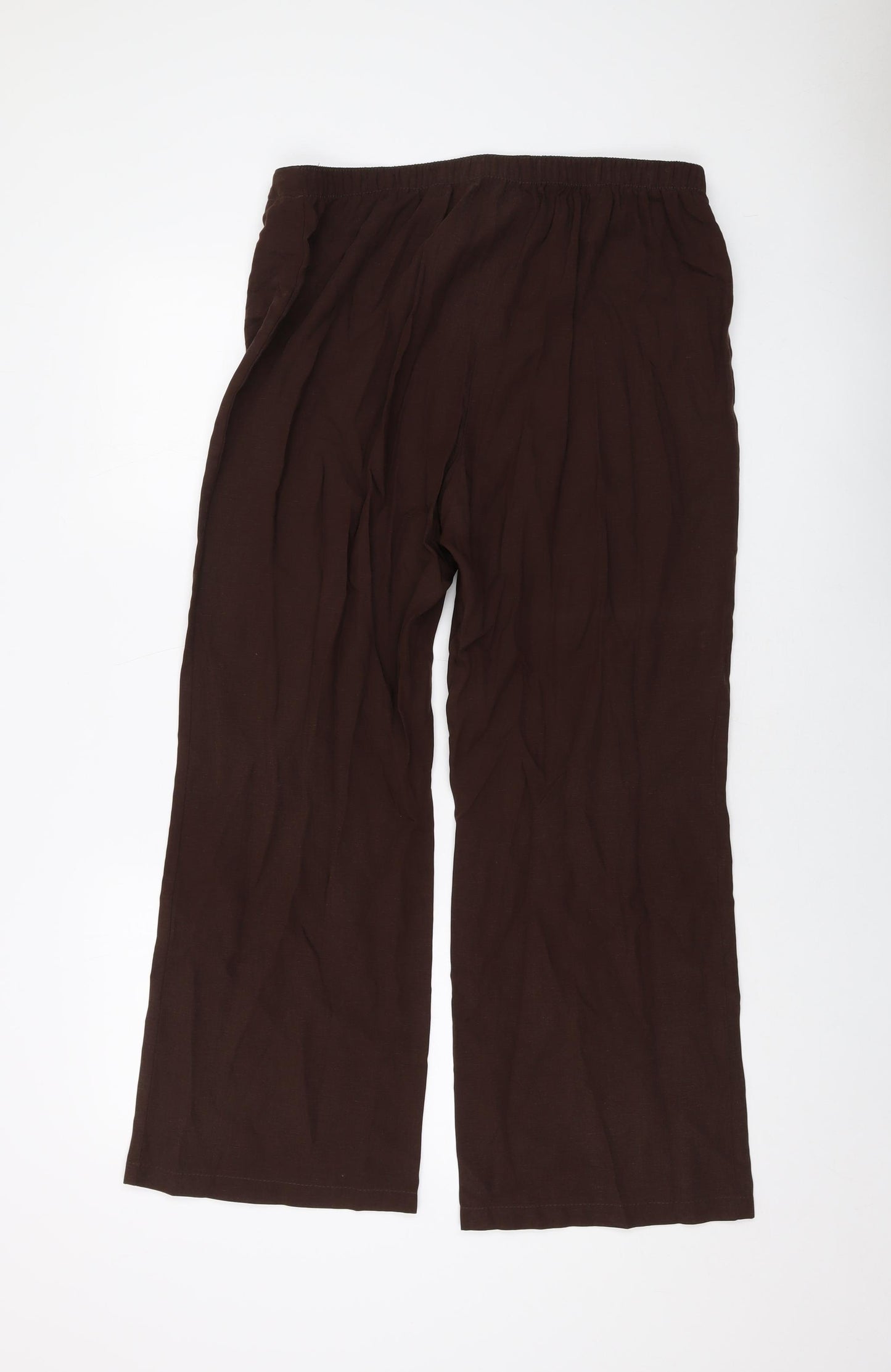 Marks and Spencer Womens Brown Lyocell Trousers Size 16 L27 in Regular Drawstring