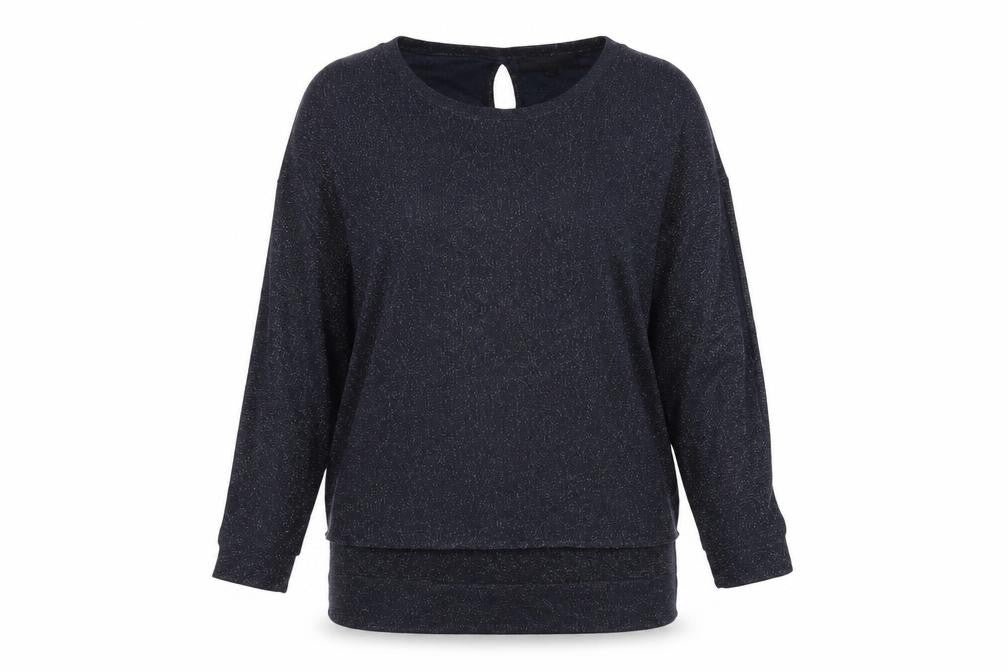 Front view of Next women’s blue round neck viscose jumper, size UK 8