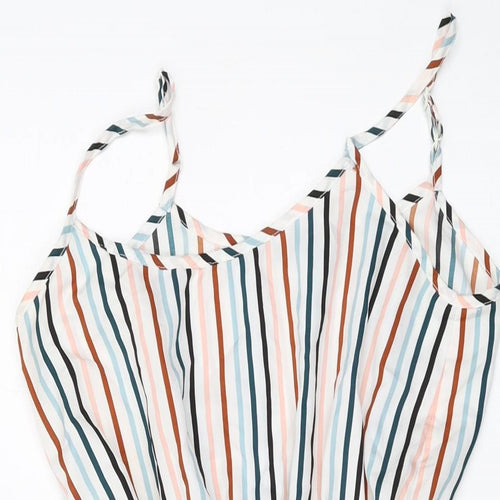 Boohoo Womens Multicoloured Striped Polyester Mini Size 8 Square Neck Pullover