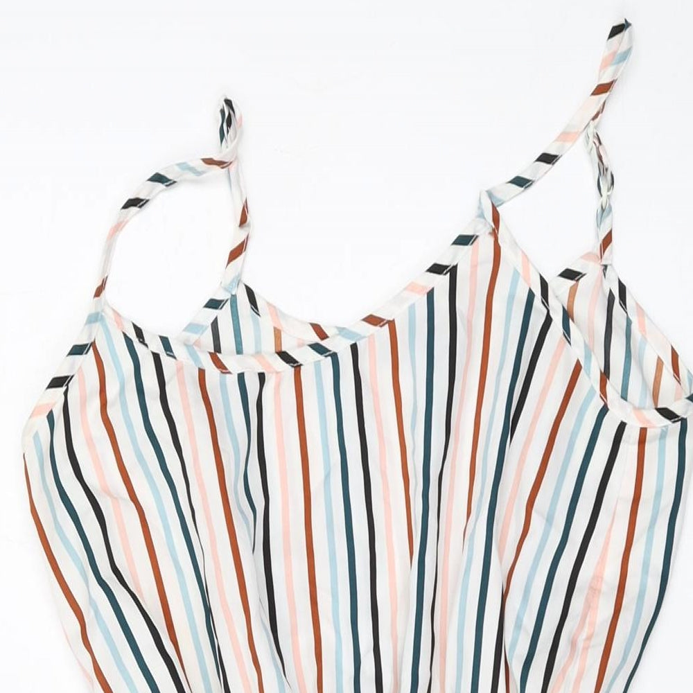 Boohoo Womens Multicoloured Striped Polyester Mini Size 8 Square Neck Pullover