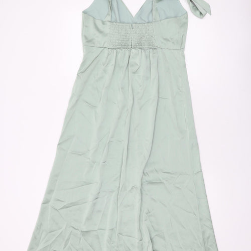 Oasis Womens Green Polyester A-Line Size 12 V-Neck Zip