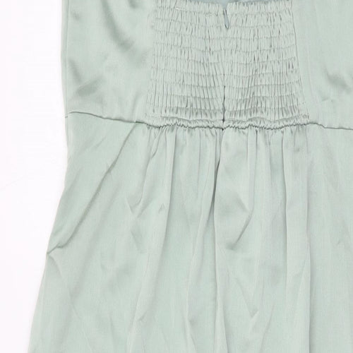 Oasis Womens Green Polyester A-Line Size 12 V-Neck Zip