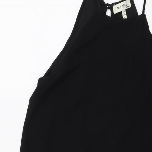 Monteau Womens Black Polyester Tank Dress Size S Round Neck Pullover