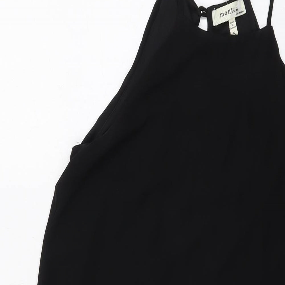 Monteau Womens Black Polyester Tank Dress Size S Round Neck Pullover