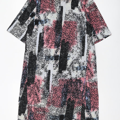 Warehouse Womens Multicoloured Geometric Polyester A-Line Size 10 Round Neck Zip